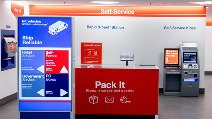 A modern Post Office retail lobby