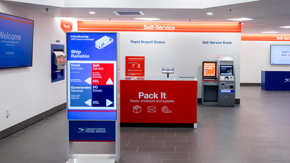 A modern Post Office retail lobby