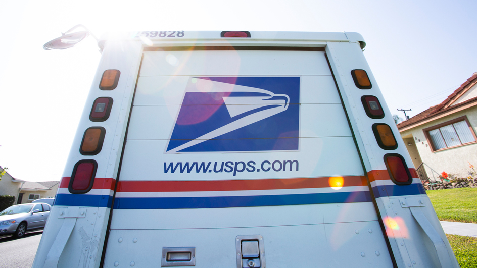 The back of a USPS delivery vehicle