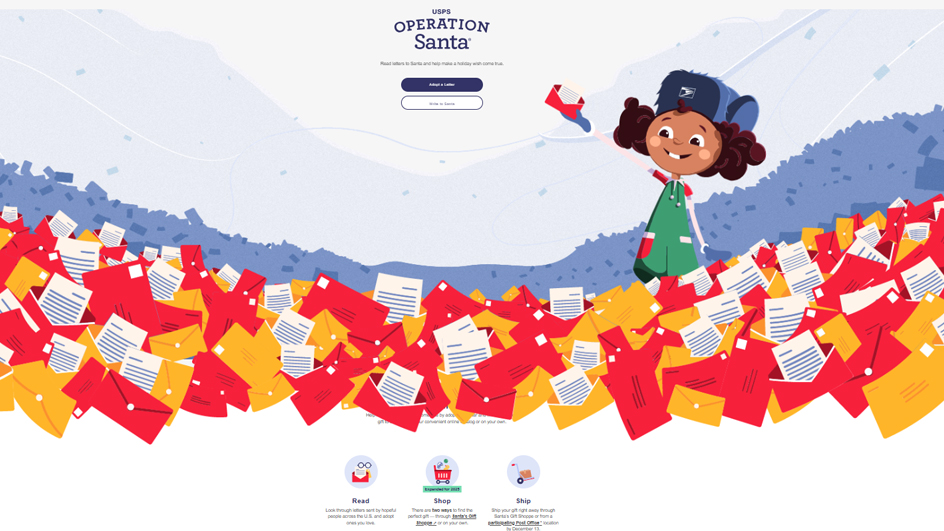 A screenshot of a website featuring colorful holiday imagery