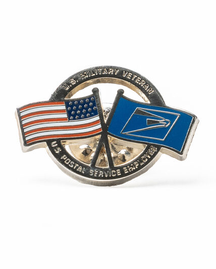 A lapel pin on a white background