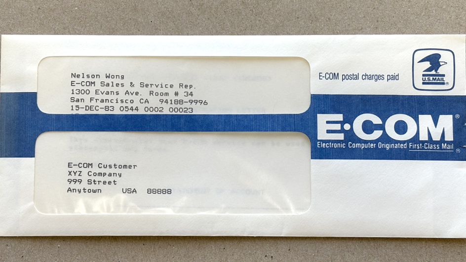 E-COM envelope with a printed letter