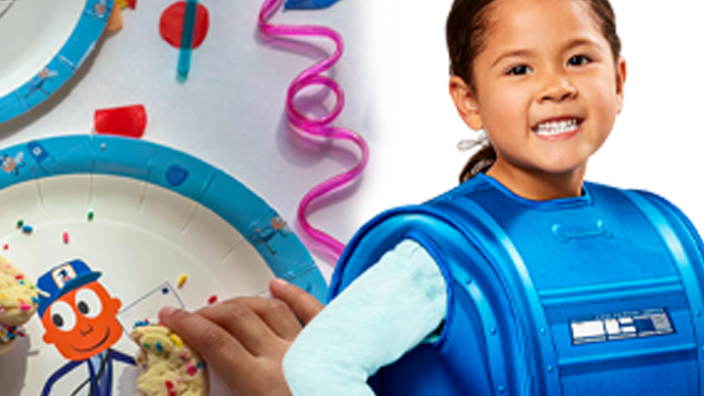 A collage of postal-themed merchandise