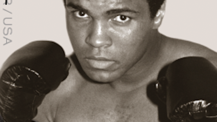 Two stamps bearing Muhammad Ali’s image