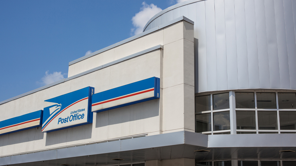 The exterior of a Post Office