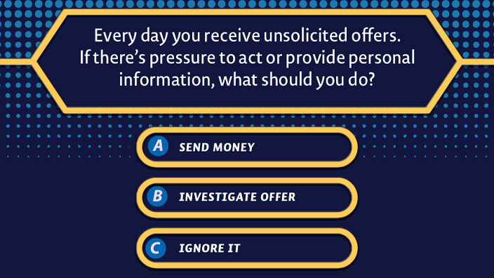 Illustration of a game show-like question-and-answer choice display and a human figure-like robot.