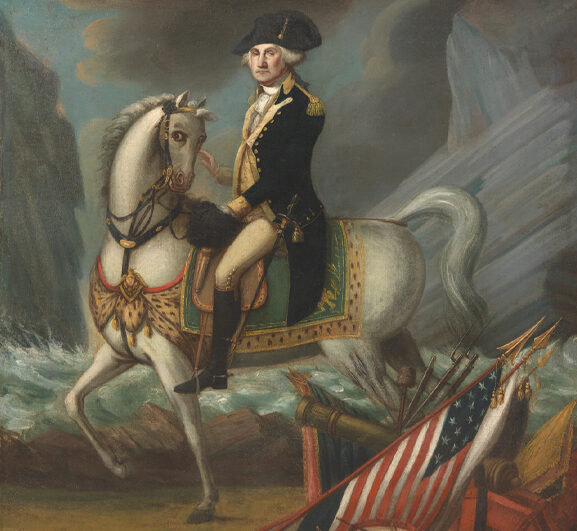 Painting of George Washington sitting on a horse