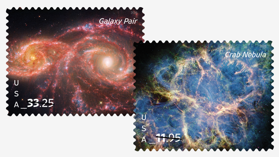 Crab Nebula and Galaxy Pair Stamp Images Can Be Purchased at the USPS Store Crab Nebula and Galaxy Pair Stamp Images
