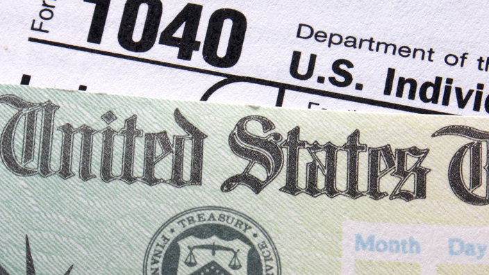 Close-up of a tax check from the United States Treasury