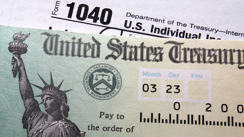 Close-up of a tax check from the United States Treasury