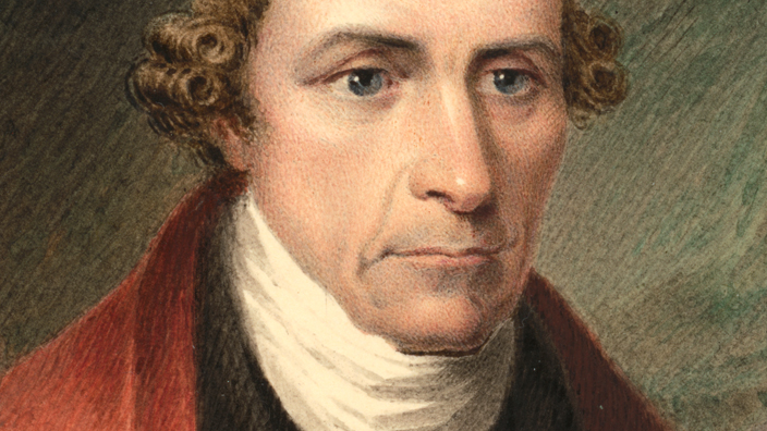 A color portrait of American historical figure Patrick Henry