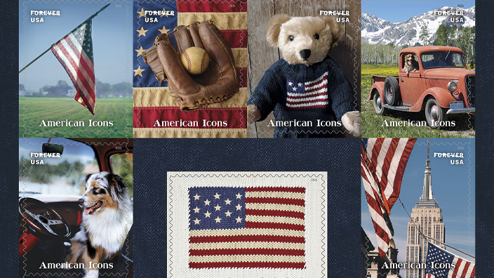 An image of the 13 American Icons stamps