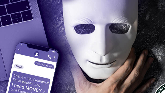 Image showing a laptop, smartphone, mask, roses, gold coins, and a contract with the words “World Elder Abuse Awareness Day”