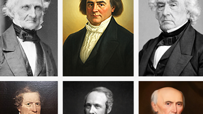 A collage of portraits of six former postmasters general
