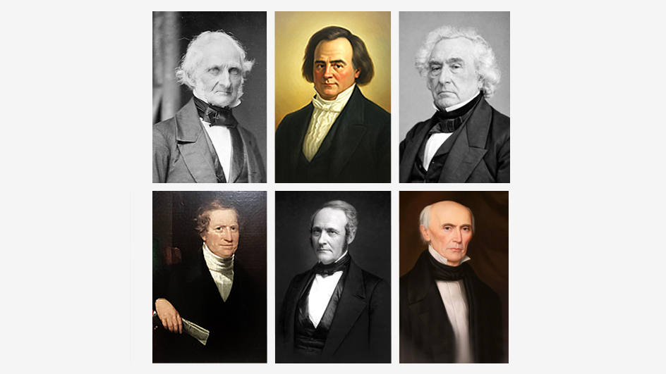 A collage of portraits of six former postmasters general