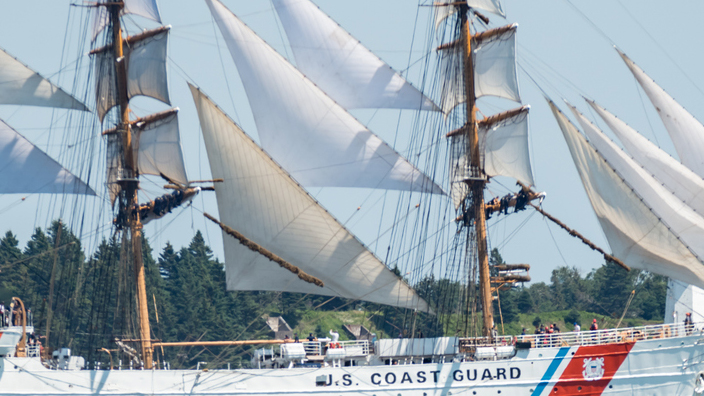 A U.S. Coast Guard ship on the water