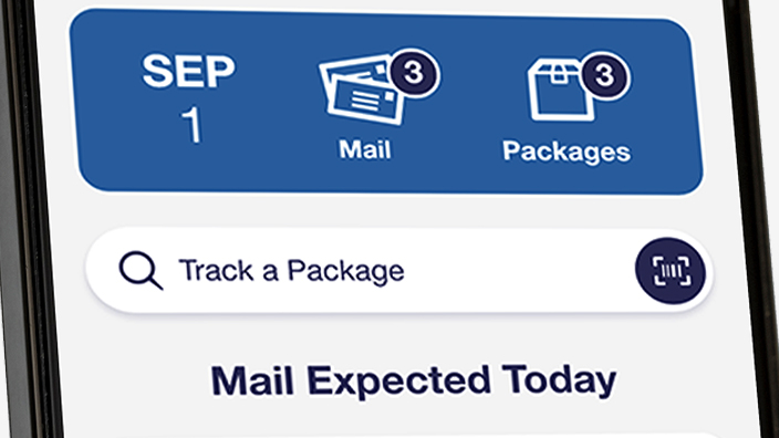 Cell phone displaying the USPS Informed Delivery Mobile app on the screen