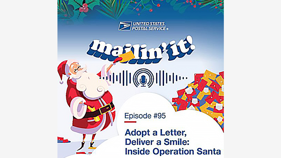 An illustrated image showing Santa Claus and a pile of letters